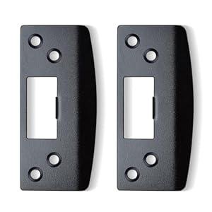 MOSECYOU Oversized Strike Plates 2 Pack, Heavy Duty Version, Extra Large Hole/ Opening Reinforced Striker Plate, Fix Door Lock Latch Misalignment (Matte Black)