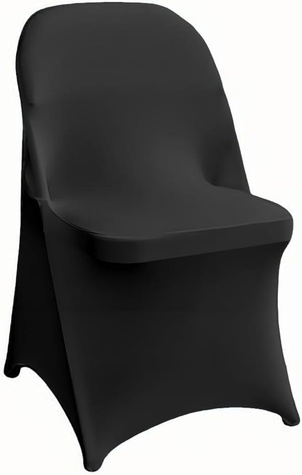 100 Pcs Black Folding Chair Cover Washable Removable Universal Fitted Chair Cover Protector for Wedding Party Banquet Holidays Celebration Decoration Chair Covers