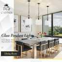 CATINER 12" Black Seeded Glass Pendant Light, Modern Farmhouse Hanging Ceiling Light Fixture for Kitchen Island, Dining Room, Hallway, Hand-Blown Bubble Glass Shade, E26 Dimmable Pendant Lighting