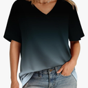 Aokosor Womens V Neck Short Sleeve T Shirts Summer Tops 2025 Casual Loose Tees Trending Now, Size XL