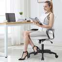 BestOffice | Ergonomic Office Chair | Mid-Back Swivel Desk Chair | Breathable Backrest & Lumbar Support | Adjustable Height | Sponge Seat | Rolling Wheels | White | for Adults & Women