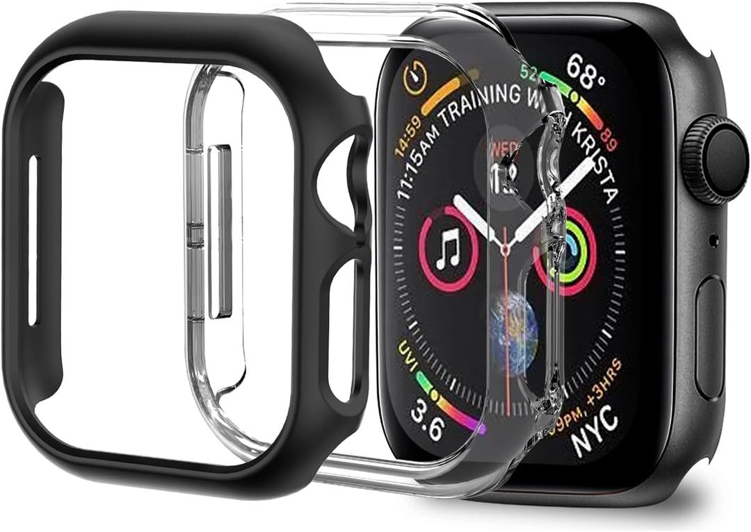 Bumper Case for Apple Watch Series 9 Series 7 8 41mm, Slim Shockproof Protective Bumper Cover for iWatch S9/S8/S7 Accessories 41mm, Black+Clear