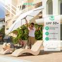 JEAREY 9FT Outdoor Patio Umbrella with Solar Lights, LED Lighted Pool Umbrella with Tilt and Crank, Outdoor Table Umbrellas for Deck, Yard & Market (Cream White)