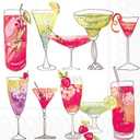 Fun Cocktails Themed Beverage Napkins for Women Fun Ladies Night Variety Pack | Bundle Includes 40 Total Paper Cocktail Napkins | 2 Sweet Summer Cocktails Designs