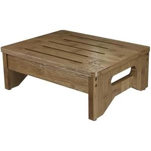 Wooden Step Stool for Adults & Kids, Non-Slip Rubber Feet, 6.5 Inch High, Lightweight Small Step, 400 Lbs Capacity, Bed Step Stool for High Bed, Bathroom & Kitchen (Walnut)