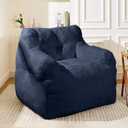 Cvortll Blue Bean Bag Chairs Ultra-Soft Faux Fur Large Bean Bag Chair Couch - Plush Memory Foam BeanBag Chair with Filling, Bedroom Comfy Chair for Adults, Teens, Kids (Blue)