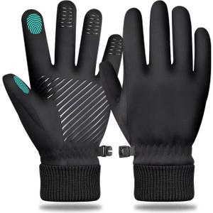 LOUXPERT Winter Waterproof Gloves for Women: Water Proof Touch Screen Gloves for Men Running Hiking, Cold Weather Touchscreen Phone Texting Warm Snow Water Resistant Thermal (Black, Small)