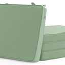 Outdoor Chair Cushions Set of 4: Waterproof & Fade Resistant Deep Seat Cushion for Patio Furniture - 24 x 24 Inch Chair Pad with Ties and Hidden Zipper - Patio Chair Cushion Replacement, Sage Green