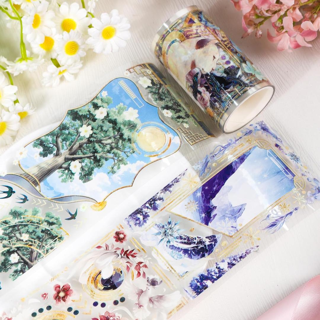 PET Tape for Journal Scrapbooking - Vintage Boheimian Mysitc Journal PET Tape Scrapbook Supplies, Notebook Scrapbook Bottle Crafts Dcor