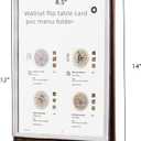 A4 Walnut Wood Sign Holder Vertical Table Card Flip Display 6 Pages(12 Sides),Double Sided Flyer Frame with Base,Table Card for Picture Card Store Office Menu Retail Show Fair (8.5x11")