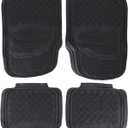 Car Mat Uni Set 3 | Universal Rubber Floor Mats | Complete Set | 4 Pieces | for Front and Rear Seats | Can Be Cut to Size | Protection Against Dirt and Water | Black
