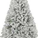 6FT Premium Artificial Christmas Tree, Snow Flocked Hinged Pine Tree w/1000+ Snowflake Branches, Solid Metal Stand for Holiday Decoration Indoor Outdoor Use (Green)
