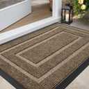 DEXI Front Door Mat Outside Entrance, Heavy Duty Rubber Backed Doormat, Stain and Fade Resistant, Low-Profile Easy Clean Entryway Floor Mats, 4x2, Rectangles Brown