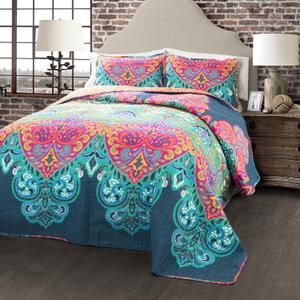 Lush Decor Boho Chic Reversible Cotton Quilt 3-Piece Set, Full/ Queen, Turquoise & Navy - Bright Paisley Print, Vibrant & Colorful Bohemian Bedding Set Lush Decor Boho Chic Reversible Cotton Quilt 3-Piece Set, Full/ Queen, Turquoise & Navy - Bright Paisley Print, Vibrant & Colorful Bohemian Bedding Set
