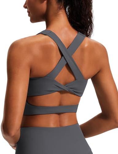 Sports Bras for Women Criss-Cross Back Padded Workout Tank Tops Medium Support Crop Tops for Women M