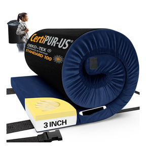 CYMULA Memory Foam Camping Mattress Pad, CertiPUR-US Sleeping Mat, Portable Roll Up Mattress for Adults, Camping Bed Pads for Sleepover, Car Bed with Travel Bag