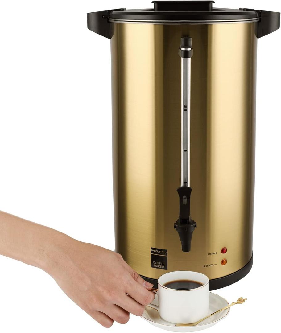 Coffee Urn, Double Wall, 12L/50cup Coffee Dispenser with Percolator, Commercial Grade Stainless Steel, Large Coffee Maker with Keep Warm Mode, Hot Water Urn for Catering Party Office Wedding