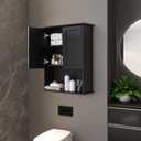 VANIRROR Black Bathroom Wall Cabinet 23x29 inch Wooden Bathroom Medicine Cabinet with 2 Doors and Adjustable Shelf, Wall Mounted Cabinet Over Toilet Storage Cabinet | 2 Doors, Adjustable Shelf, Wall Mounted, Over Toilet Storage