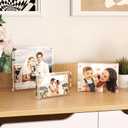 Egofine 5x7 Acrylic Frames 2 Pack, 20mm Thicker Frameless Clear Picture Frames, Double Sided Magnetic Picture Frames, Free Standing Desktop Display