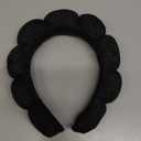 CAVETEE Spa Headband for Washing Face, Sink Care Headband for Women Sponge Bubble Makeup Head band for Women, Soft Velour Hair Accessoriesfor Girls (Black, one size)
