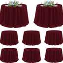Sancua 120 Inch Round Tablecloth, 8 Pack Burgundy - Circle Polyester Fabric Table Cloth for Chiristmas Party Reception Banquet Birthday, Washable Formal Table Cover (Fit 48-96 Inch Tables)