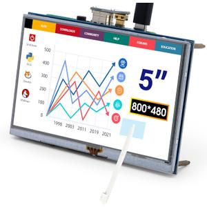 ELECROW 5-Inch Resistive Touch Screen TFT LCD Display, 800x480 HD Resolution, Compatible with Raspberry Pi 5/4/3/2B/Zero, Banana Pi, Jetson Nano, Windows 11/10/8/7