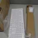 Wireless Keyboard and Mouse Combo, MARVO 2.4G Ergonomic Wireless Computer Keyboard with Phone Tablet Holder, Silent Mouse with 6 Button, Compatible with MacBook, Windows (White)