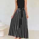 ZESICA Women's Summer Sleeveless Maxi Dress 2025 Crewneck Ribbed Knit Tie Waist Casual A Line Sweater Dresses, Black, L