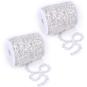 Tosnail 200 ft Crystal Beads by The Roll Crystal Bead String Chain Crystal Garland Roll for Wedding Party Decorations, Craft Projects, Iridescent