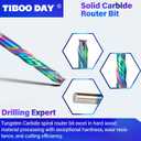 Compression Cut Spiral Router Bits 1/4 Shank Router CNC Router Bits 1-1/4 inch Cutting Length with Nano Multicolore Coating Solid Carbide Tungsten Steel CNC End Mill 3 inch OVL for Wood Craving Cut.