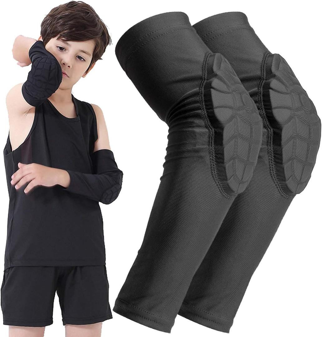 Kids Youth 5-15 Years Padded Arm Knee Sleeve Compression Leg Protective