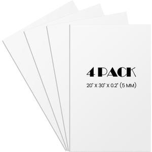 Elcoho 4 Pack White Foam Board, 20 x 30 Inch Acid-Free Foam Core Board, 5mm Thick Double Sided White Poster Boards for Presentation Art Display Office School Projects Crafting Sign Making