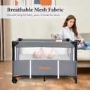MTWML Portable Baby Bassinet,2 in1 Baby Playard and Bedside Crib with Wheel,1-Second Setup Foldable Playpen and Nursery Center with Travel Bag for Home or Travel Newborn to Toddler(Deep Grey)