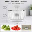 Ourokhome Salad Spinner Lettuce Dryer, One-handed Easy Press Large Vegetable Dryer Salad Mixer with Comfortable and Retractable Pusher and Brake Button for Greens, Herb, Berry, Fruits, 3.8 QT, Black