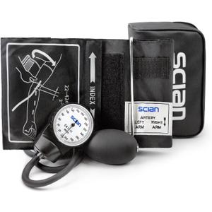 SCIAN Aneroid Sphygmomanometer - Manual Blood Pressure Cuff with D-Ring Universal Cuff 10-16"", Carrying Bag for Nurse Doctor Senior Adult(Black, Stethoscope Not Included), Large