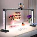 KIRKAS 34inch Large Half Moon Light for Nail Tech with Diamond, 456 LEDs 3 Color Modes Infinitely Knob with Phone Holder Charging Function, Lighted Desk Lamp for Craft Black(34inch Large With Diamond)