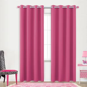 KOUFALL Hot Pink Curtains 2 Panels,Blackout Room Darkening Curtains for Girls Bedroom,84 Inches Long