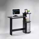 Furinno COMPACT Desk, 28.5" Wide Gaming Desk with Shelves, Computer Desk with Book Shelf, Office Desk for Home Office, Study Room, Dorm, Bedroom, Black