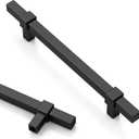 Asidrama 10 Pack 5 inch Matte Black Kitchen Cabinet Handles | Heavy-Duty Solid Zinc, Square, 2 Screw Sizes, 5" Hole Center(128mm), Cupboards, Drawers, Dressers, Furniture, Hardware
