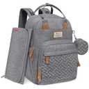RUVALINO Diaper Bag Backpack, Multifunction Travel Pack Maternity Baby Changing Bags, Large Capacity, Waterproof, Gray (Stylish_light Gray)