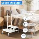 Adjustable 2-Step Stool with Handle Non-Slip Bathroom & Bedside Stool for Elderly, 5-Level Rail, 300lb Capacity, Safe Assist Stool for Seniors with Mobility Impairments