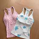 Danysu V Neck Racer Back Tank Top for Women Padded Ribbed Long Tank Fitted Basic Cami Tops (Pink, S)