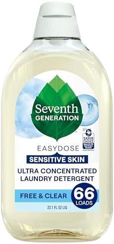 Seventh Generation EasyDose Laundry Detergent, Ultra Concentrated: 66 Loads, Free & Clear Designed for Sensitive Skin, 23.1 Fl Oz