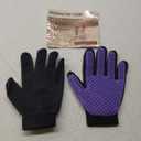 Upgrade Version Pet Grooming Glove - Gentle Deshedding Brush Glove - Efficient Pet Hair Remover Mitt - Enhanced Five Finger Design - Perfect for Dog & Cat with Long & Short Fur - 1 Pair (Purple)