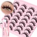 Losha Lashes Spiky Manga Lashes 14 Pairs Anime False Eyelashes 8D Wispy Eye Lashes Kit with Lash Glue and Lash Tweezers Natural Soft Fake Eyelashes (Cutes)