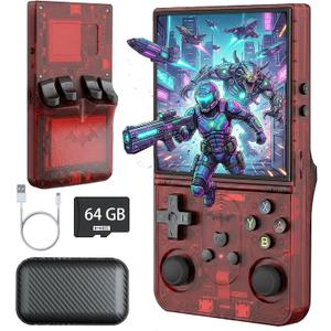 Upgrade S600 Retro Gaming Console, Anti-Slip Patterns Retro Handheld Game Console, 4.0 Inch 720x720 IPS Screen and 18,000+ Classic Games Retro Game Console for Gaming/Playdate/Party/Gift, Red 64G