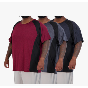 Real Essentials 3 Pack: Men’s Big & Tall Tech Stretch Long-Sleeve & Short-Sleeve Dry-Fit T-Shirt (4XT)