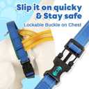 Yellow Step in Dog Harness Medium Sized Dog, Freedom No-Pull Escape Proof Front Clip Dog Harness  Adjustable Reflective Padded Vest with Vertical Handle for Traffic Control, Yellow/Blue, L