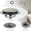Brushed Bathtub Drain Stopper, Universal Pop Up Bath Drain, Hidrop Tip Toe Tub Drain Stopper, Conversion Kit Assembly, Replaces Lift and Turn, Tip-Toe and Trip Lever drains for Tub, EZ Install (Brushed)