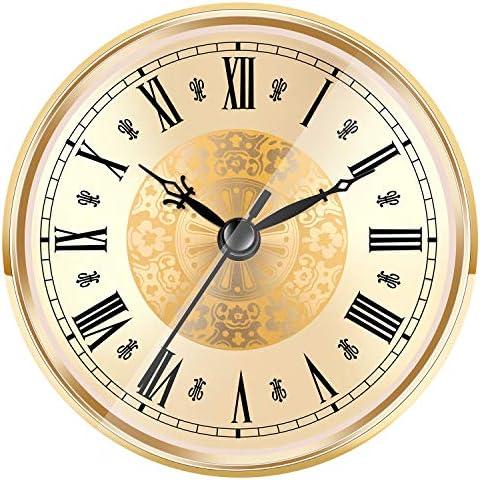 Hicarer 4.3 Inch/ 110 mm Quartz Clock Insert, Gold Trim, Roman Numeral, Quartz Movement